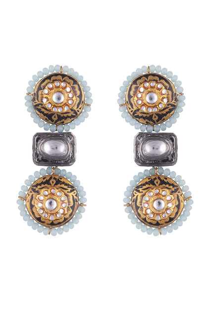 Mughal Circlet Meenakari Kundan Danglers 