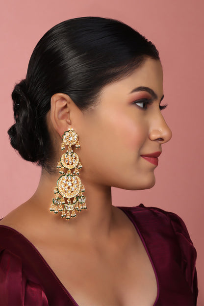 Padma Kundan Pearl Embellished Layered Chandbalis 