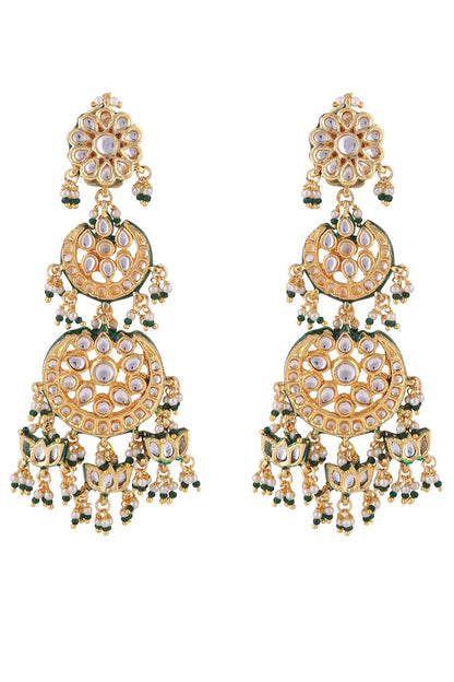 Padma Kundan Pearl Embellished Layered Chandbalis 