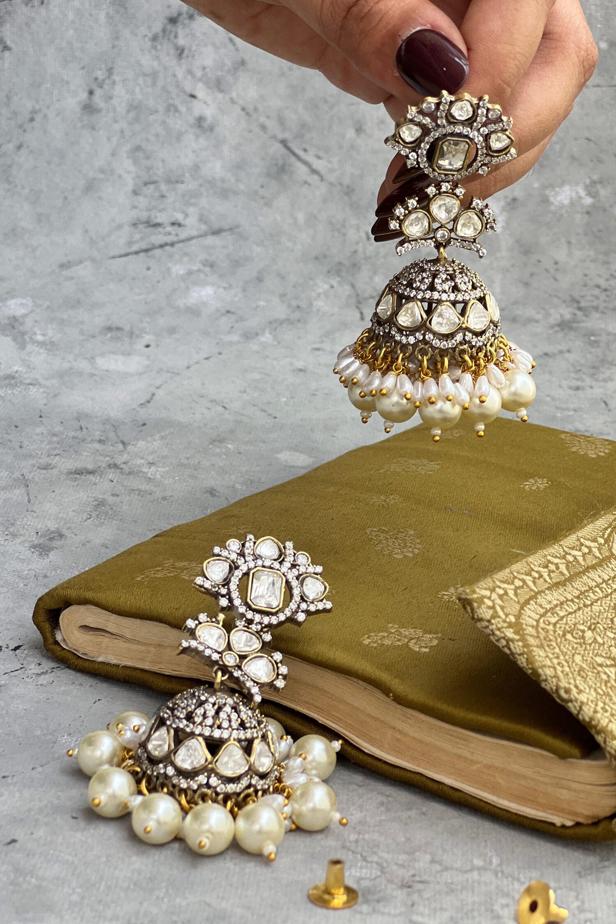 Polki Embellished Jhumkas 
