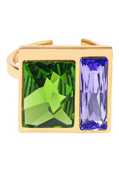 Two Tone Swarovski Embellished Ring 