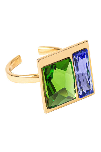 Two Tone Swarovski Embellished Ring 