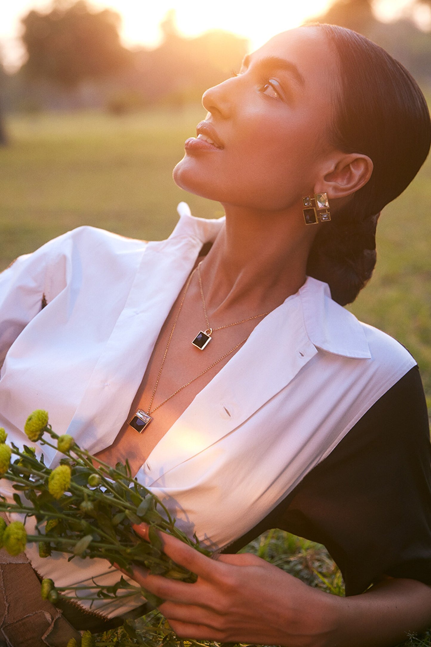 Two Tone Swarovski Embellished Necklace 