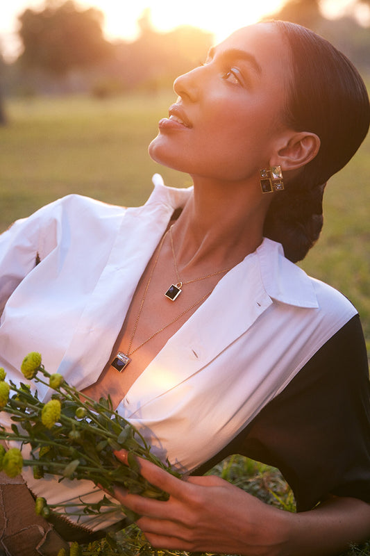 Two Tone Swarovski Embellished Necklace 