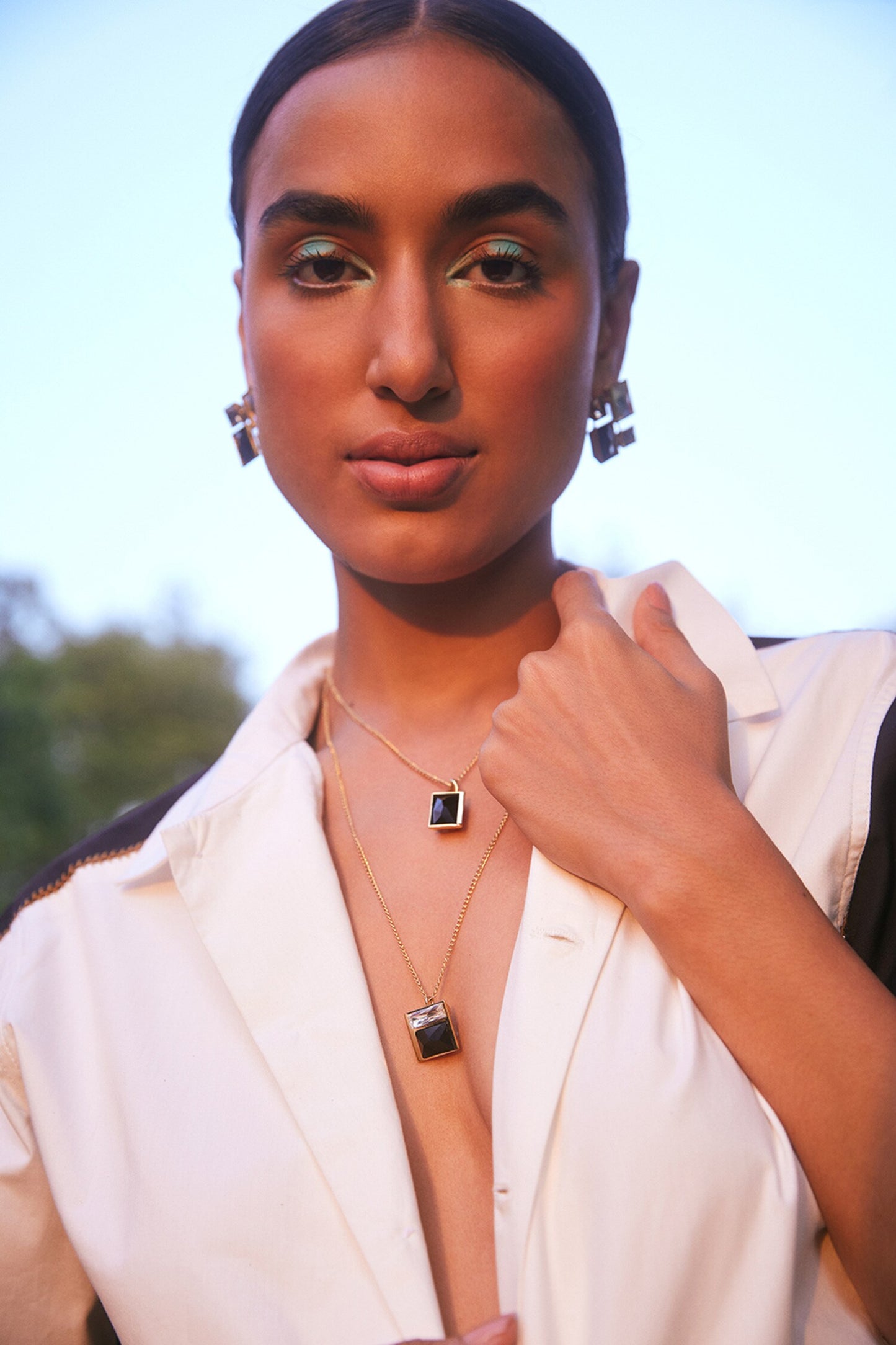 Two Tone Swarovski Embellished Necklace 
