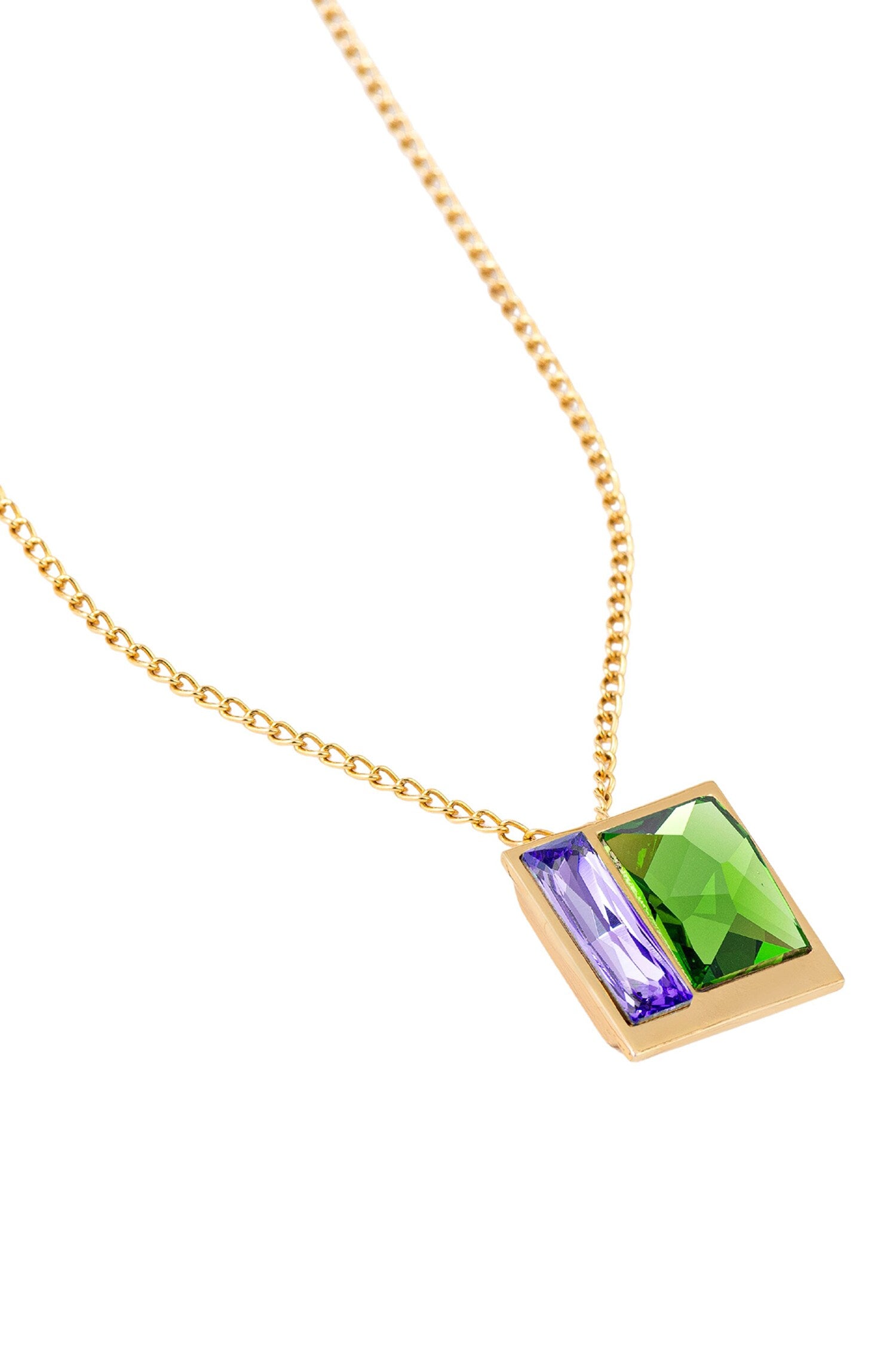 Two Tone Geometric Swarovski Embellished Necklace 