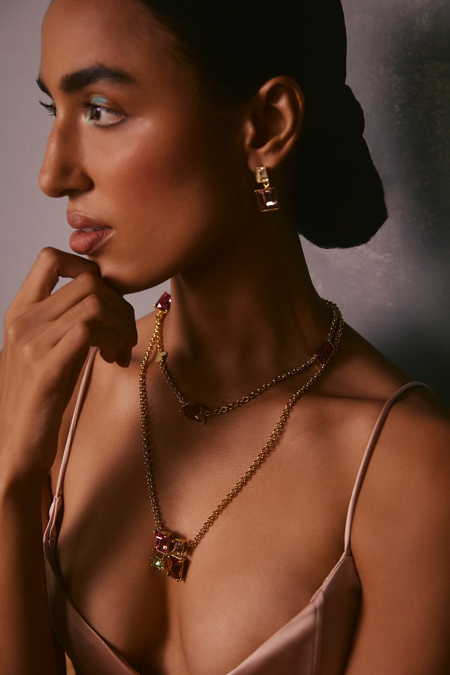 Infinity Color Block Swarovski Embellished Necklace 