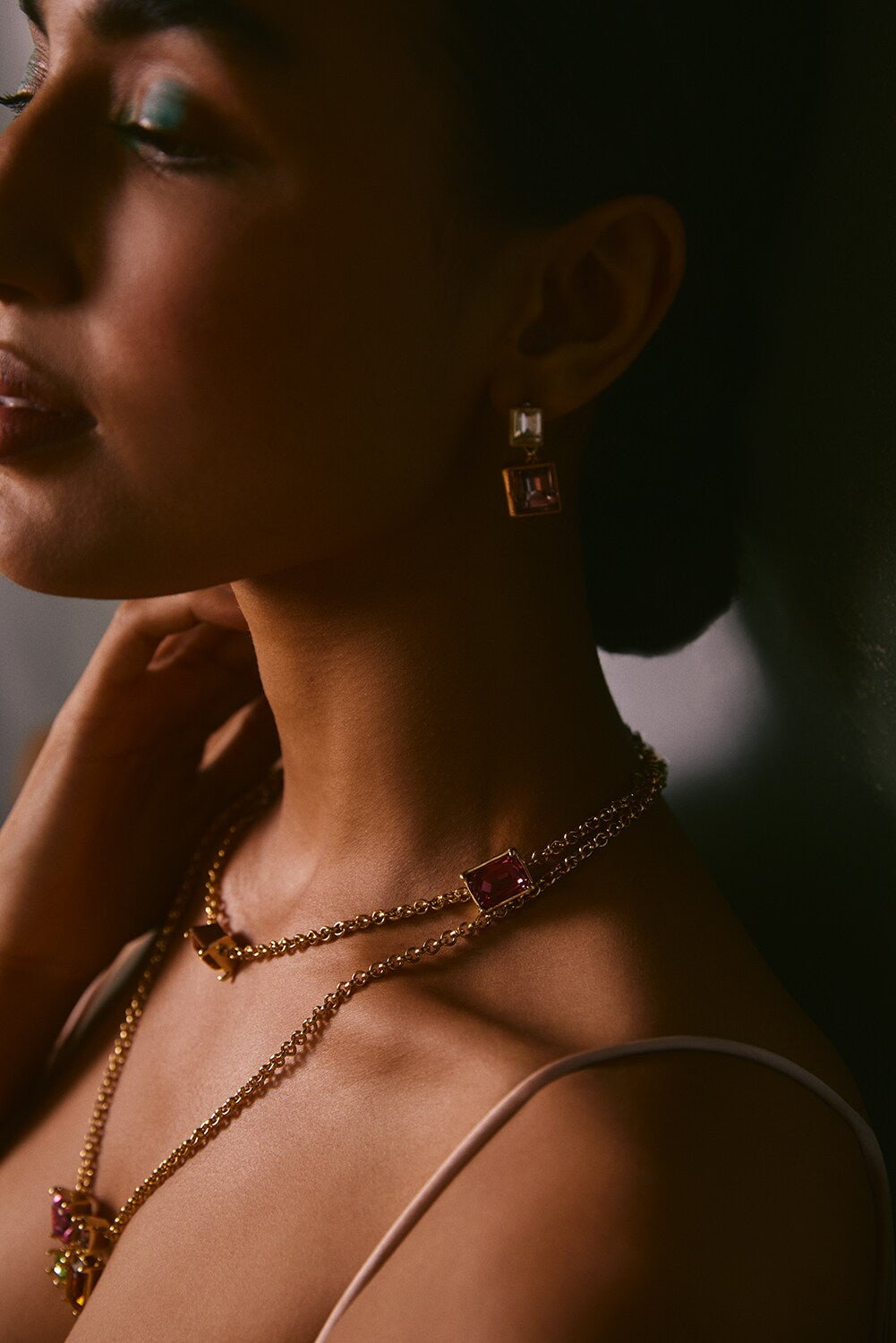 Infinity Color Block Swarovski Embellished Necklace 