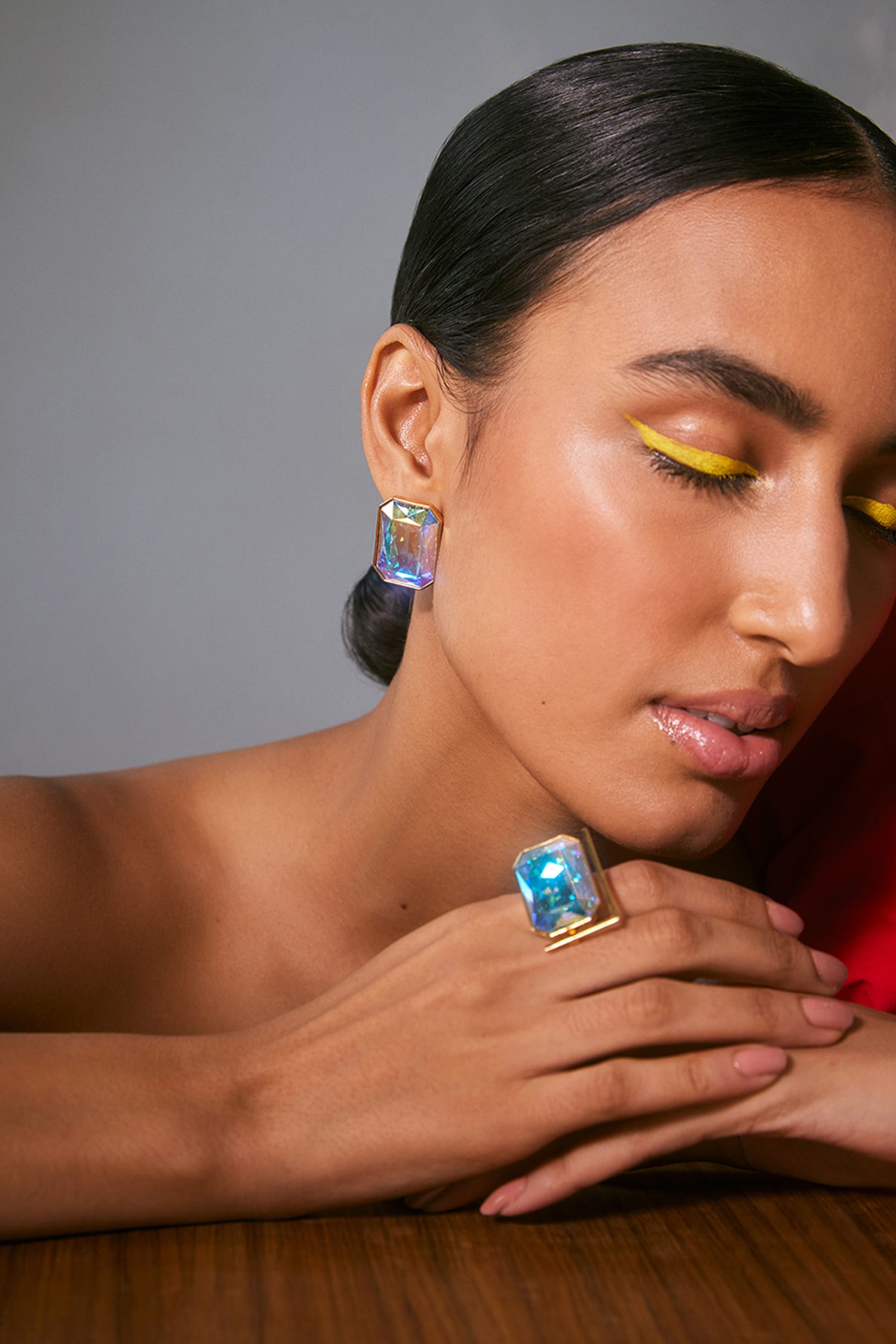 Radiance Holographic Crystal Stud Earrings 