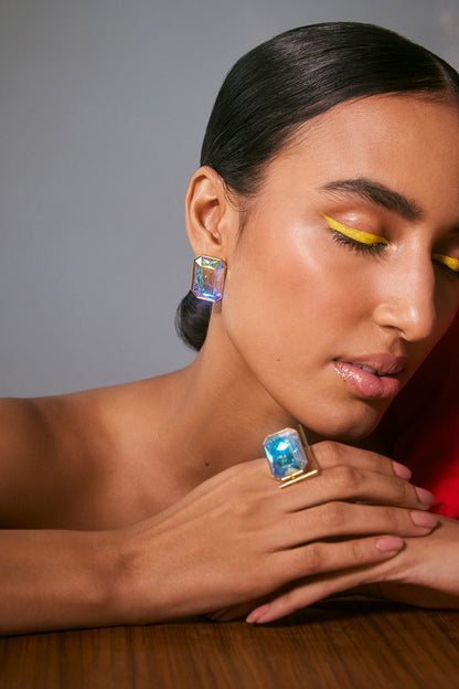 Radiance Holographic Crystal Stud Earrings 