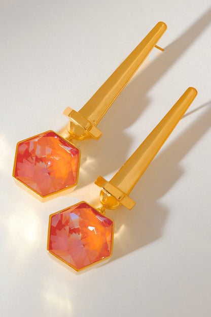 Hexa Crystal Embellished Drop Earrings 