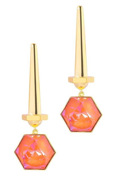 Hexa Crystal Embellished Drop Earrings 