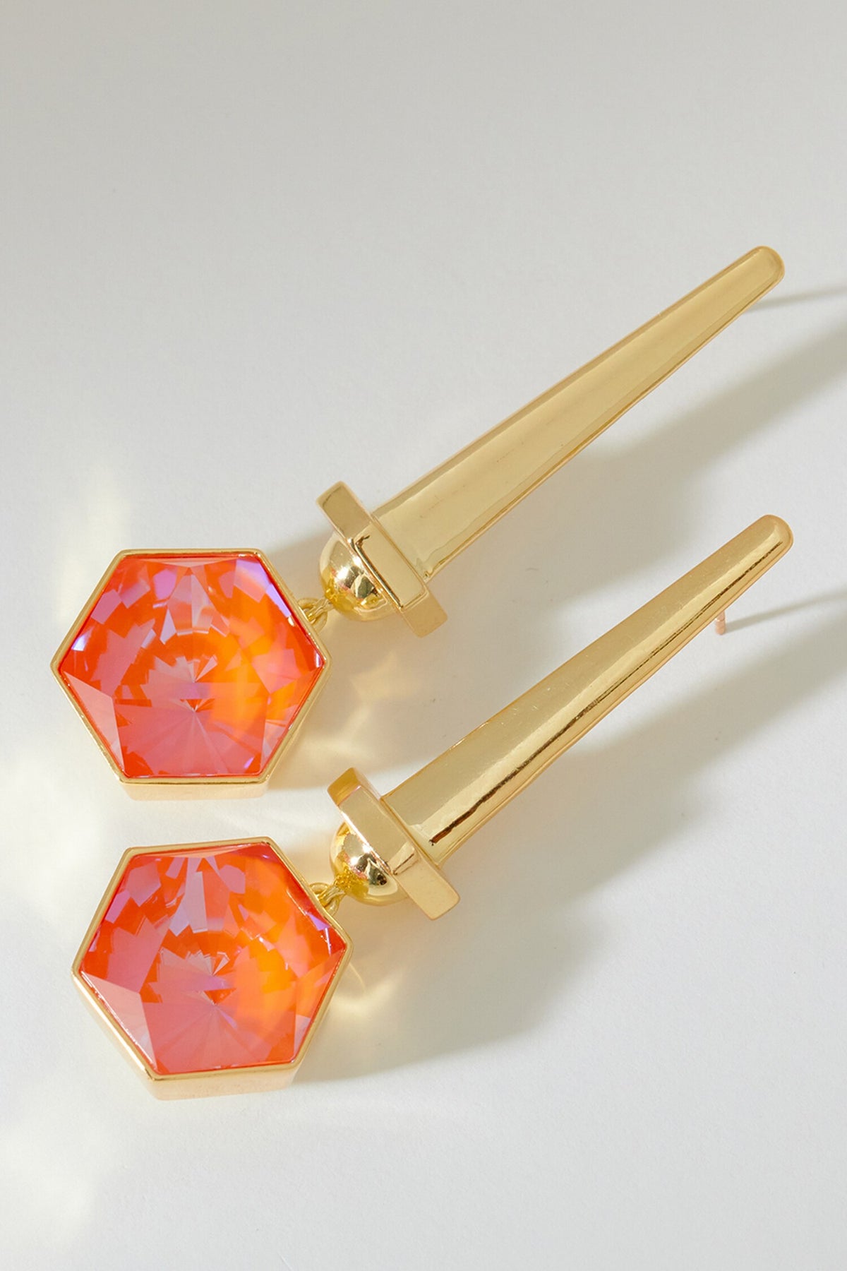 Hexa Crystal Embellished Drop Earrings 