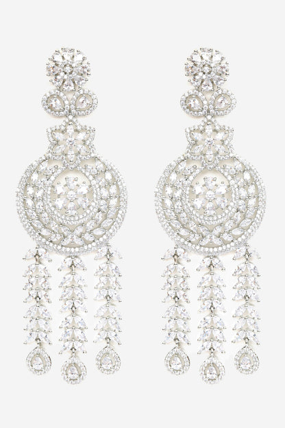Cubic Zirconia Diamond Work Dangler Earrings 