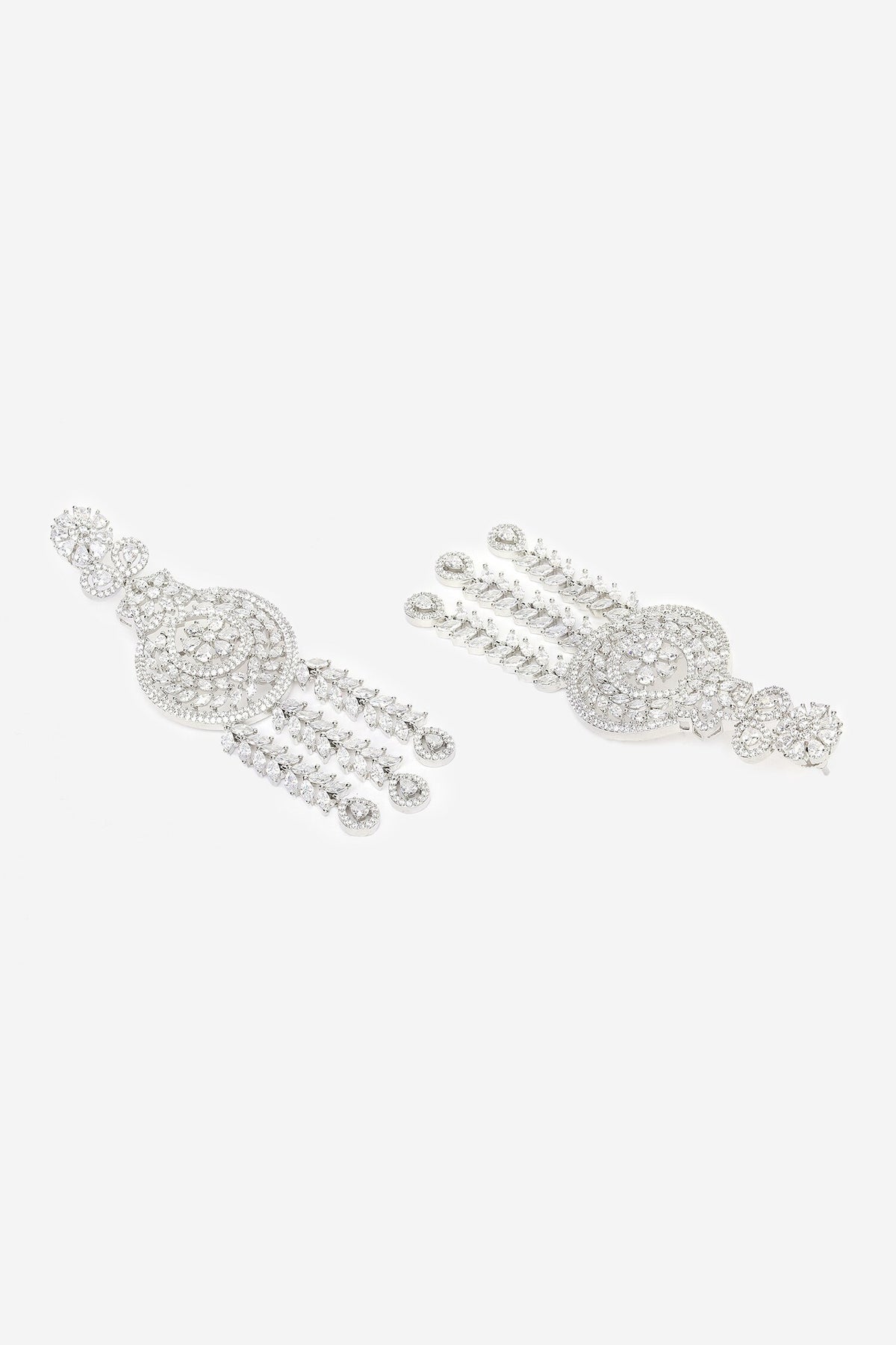 Cubic Zirconia Diamond Work Dangler Earrings 