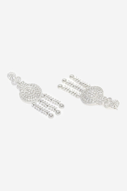 Cubic Zirconia Diamond Work Dangler Earrings 