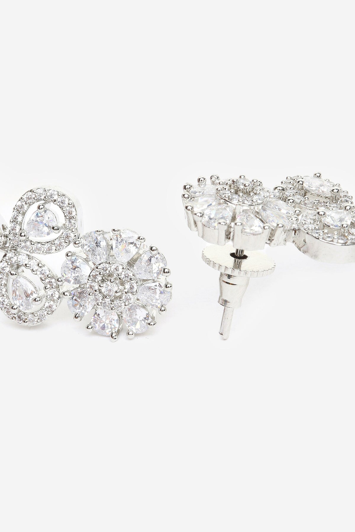 Cubic Zirconia Diamond Work Dangler Earrings 