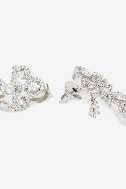 Cubic Zirconia Diamond Embellished Jhumka Long Earrings 