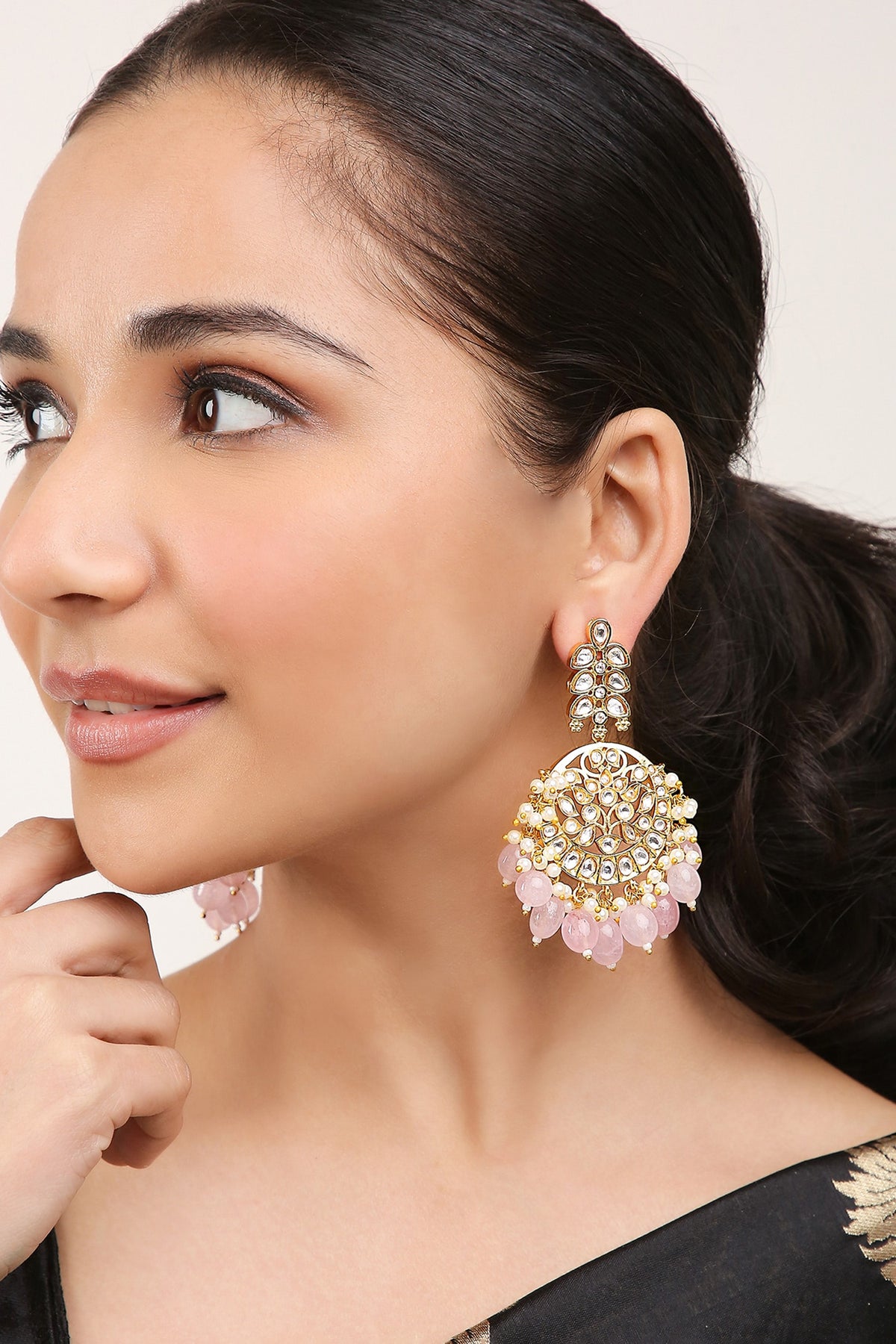 Bead Drops Embellished Chandbali Earrings 