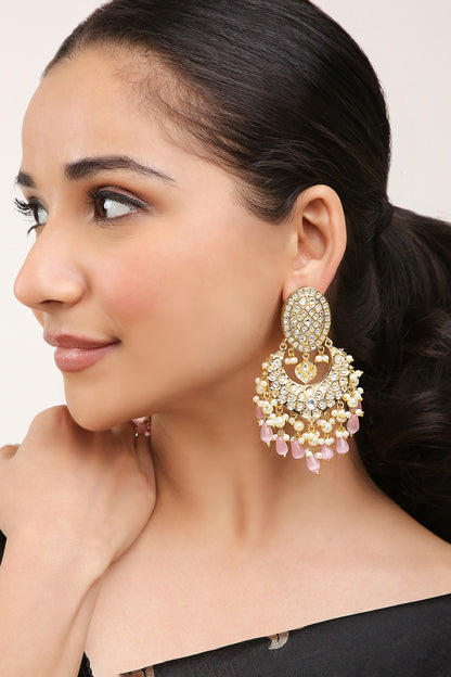 Bead Drop Embellished Chandbali Earrings 
