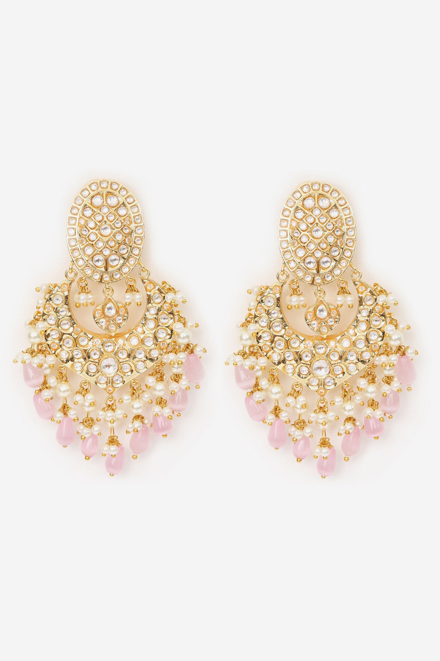 Bead Drop Embellished Chandbali Earrings 