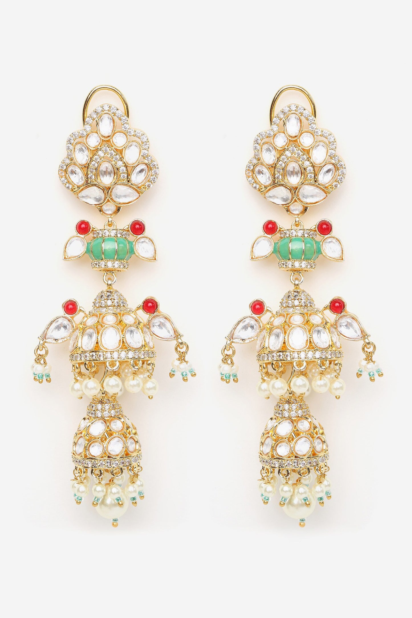 Kundan Polki Embellished Long Earrings 