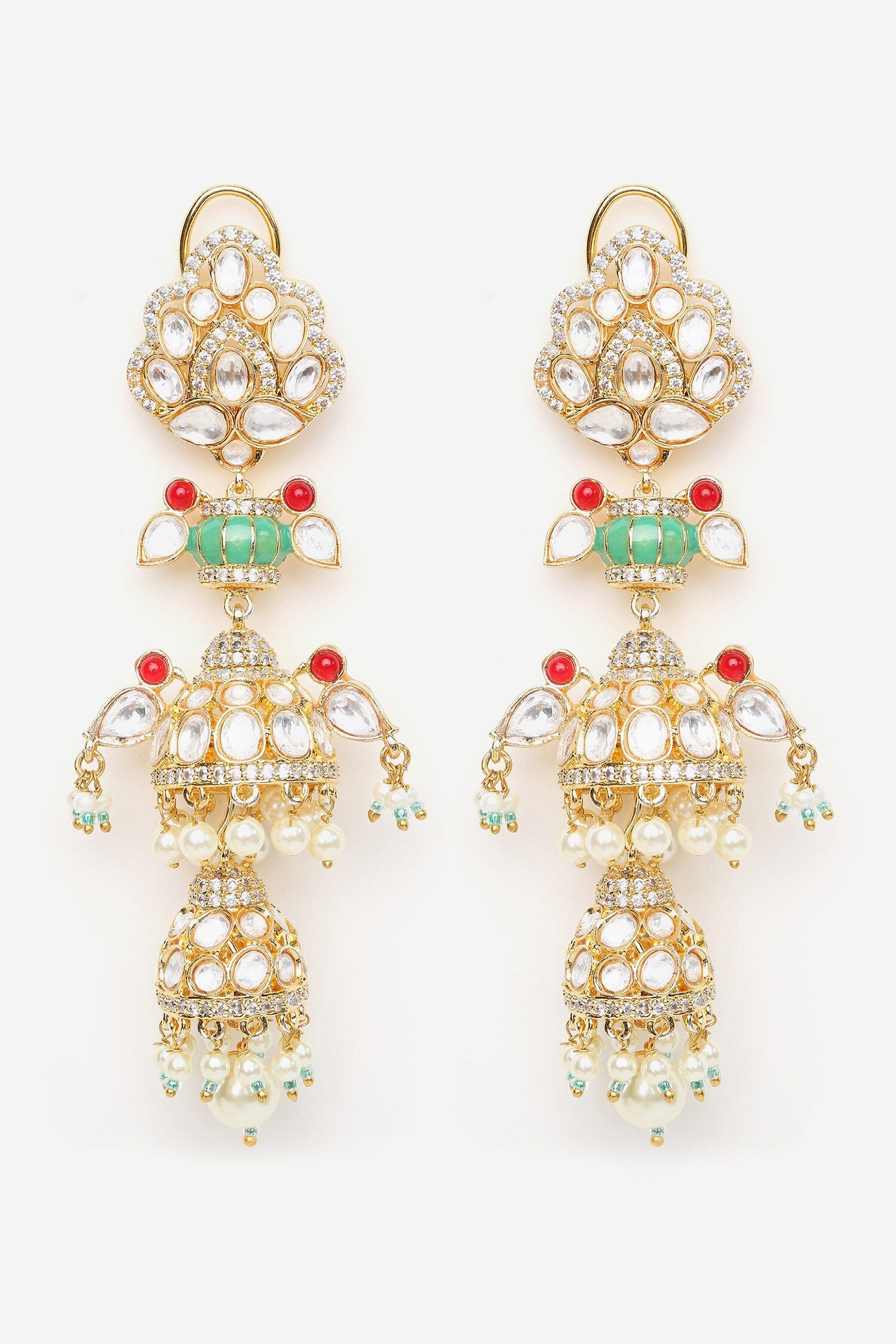 Kundan Polki Embellished Long Earrings 