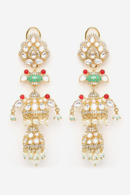 Kundan Polki Embellished Long Earrings 