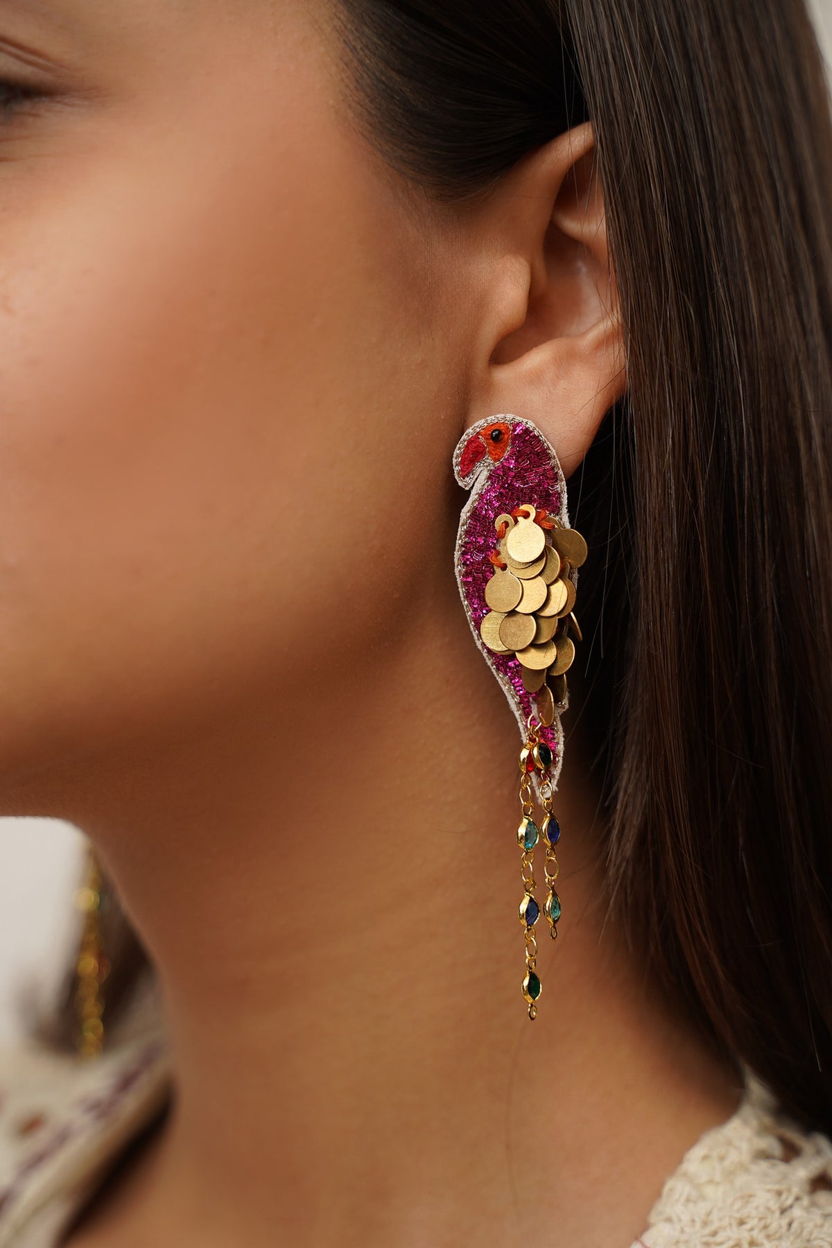 Mithoo Peeta Dabka Embroidered Danglers 