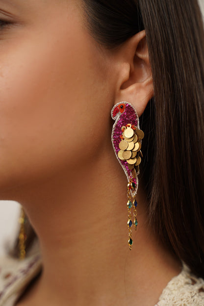 Mithoo Peeta Dabka Embroidered Danglers 