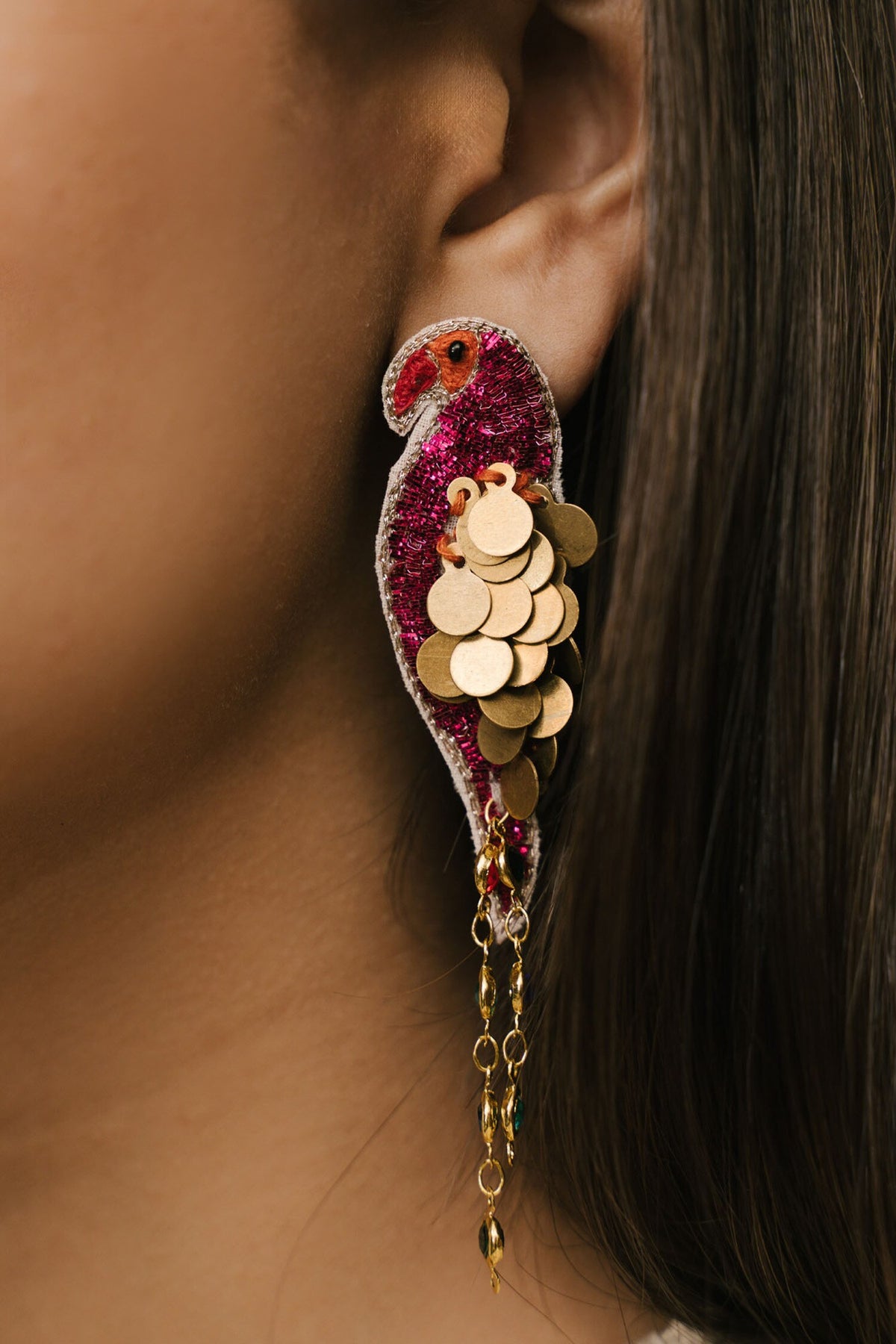 Mithoo Peeta Dabka Embroidered Danglers 