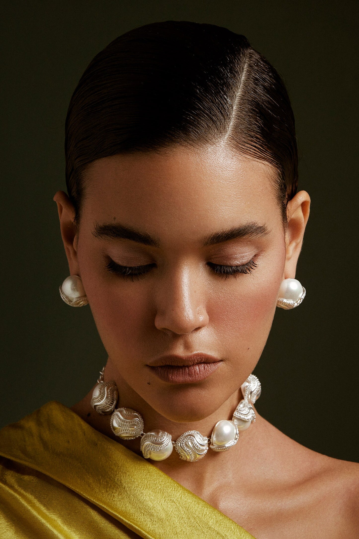 Prism Pearl Stone Studded Choker Necklace 