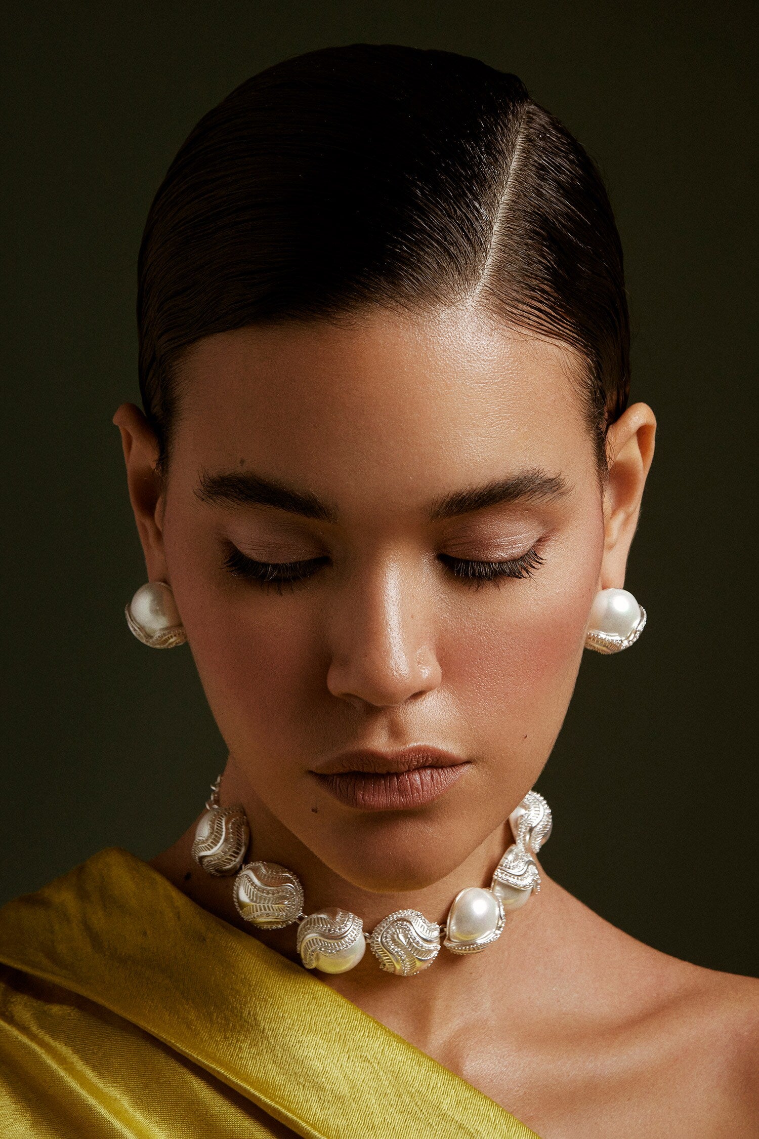 Prism Pearl Stone Studded Choker Necklace 
