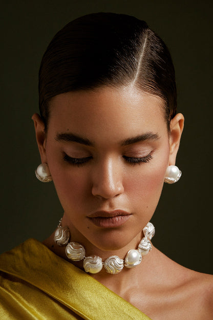 Prism Pearl Stone Studded Choker Necklace 