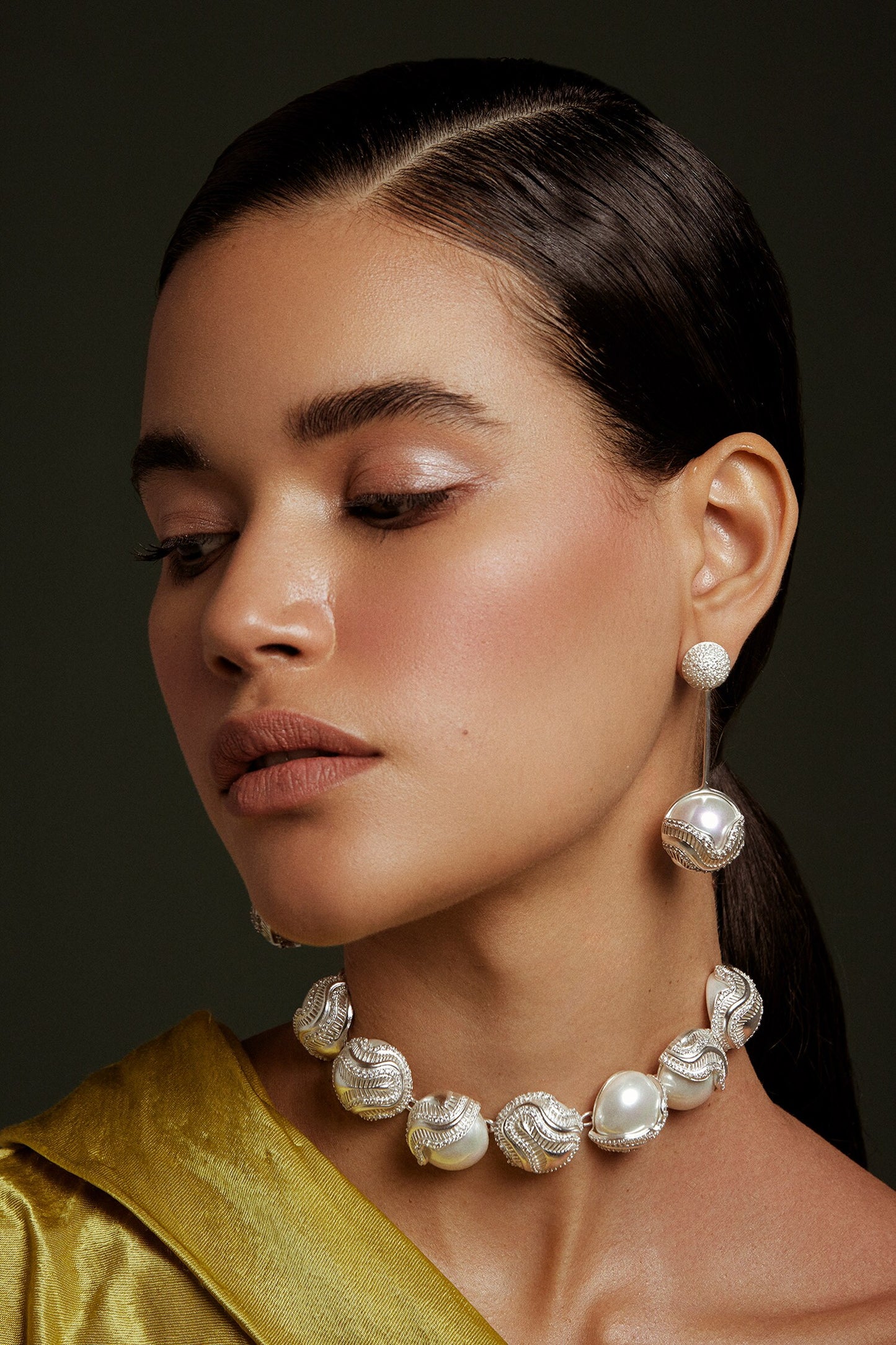 Prism Pearl Stone Studded Choker Necklace 