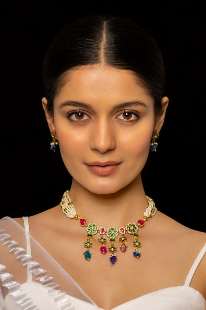 Miniature Floret Embellished Necklace Set 