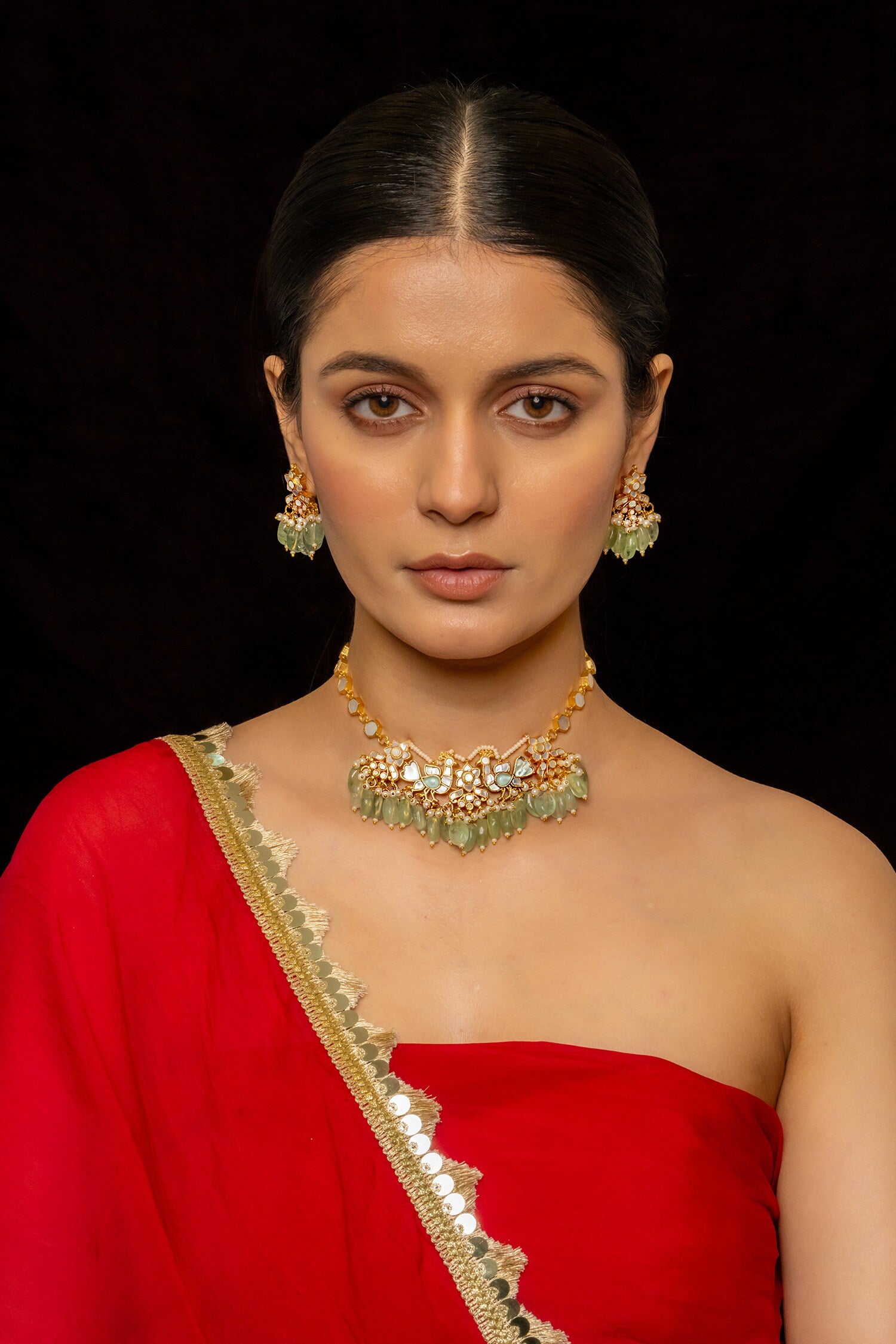 Kundan Embellished Peacock Carved Necklace Set 