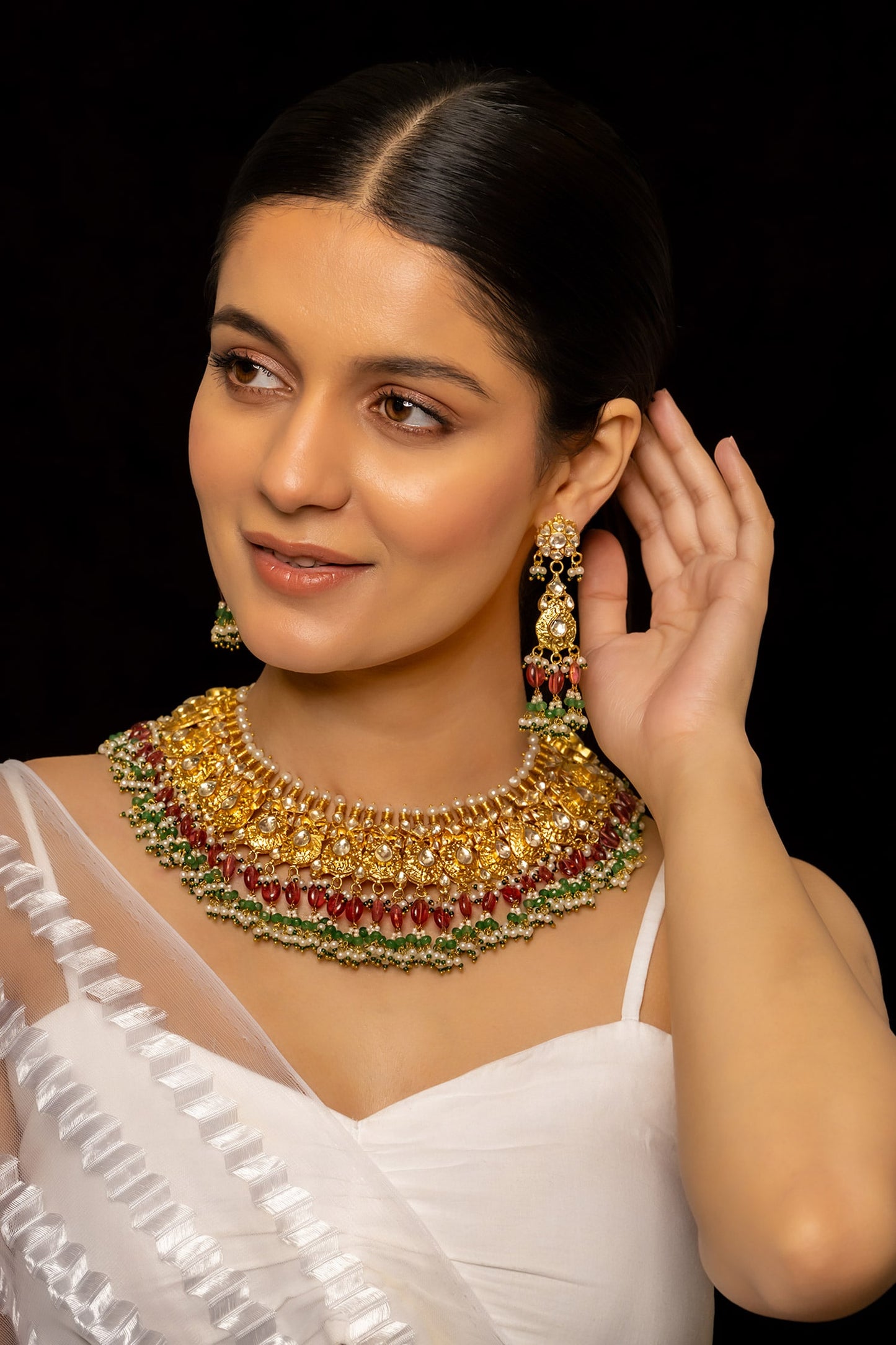 Tear Drop Carved Necklace Set 