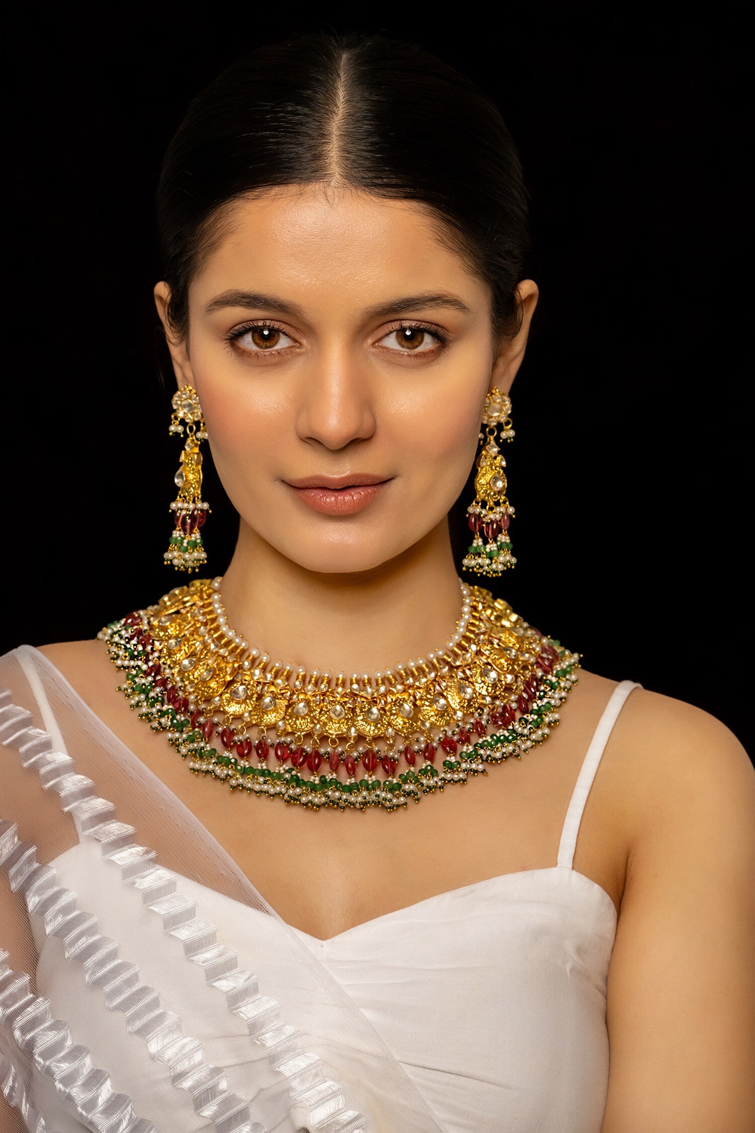 Tear Drop Carved Necklace Set 