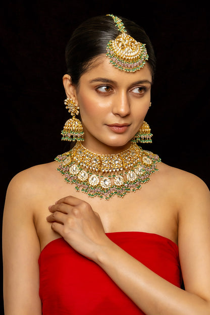 Kundan & Stone Embellished Necklace Set 