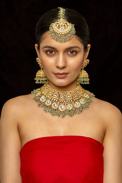 Kundan & Stone Embellished Necklace Set 
