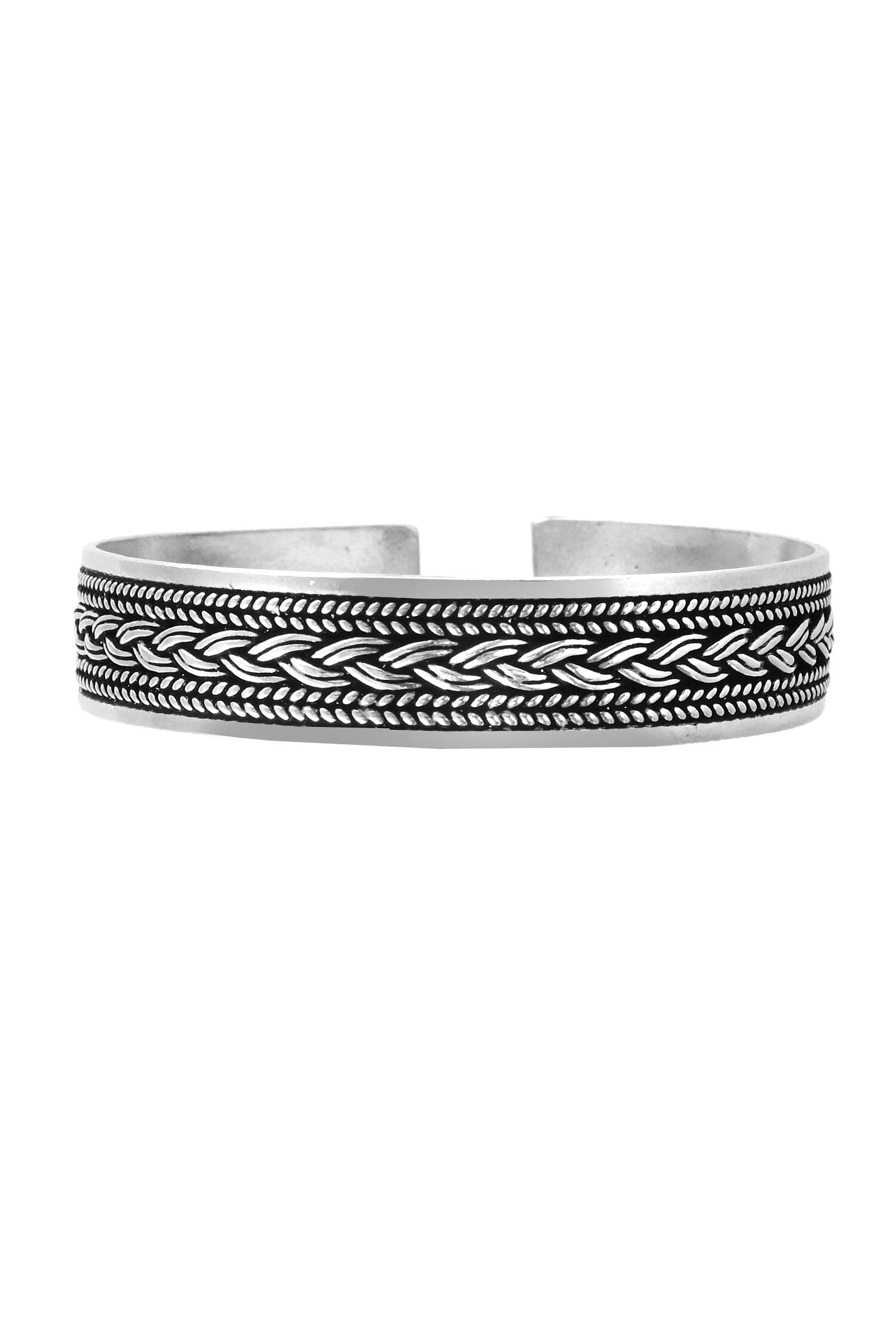 Braided Vine Oxidized Cuff Bangle 