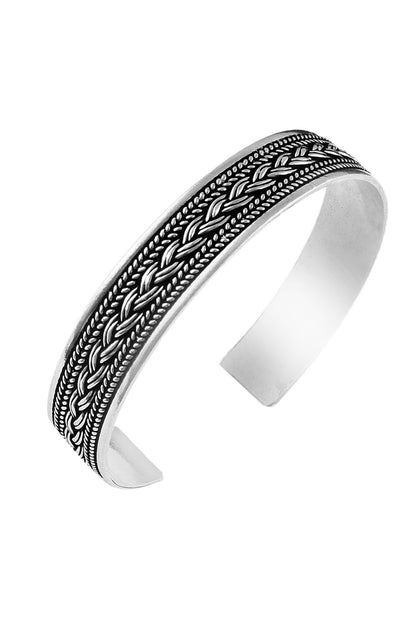 Braided Vine Oxidized Cuff Bangle 