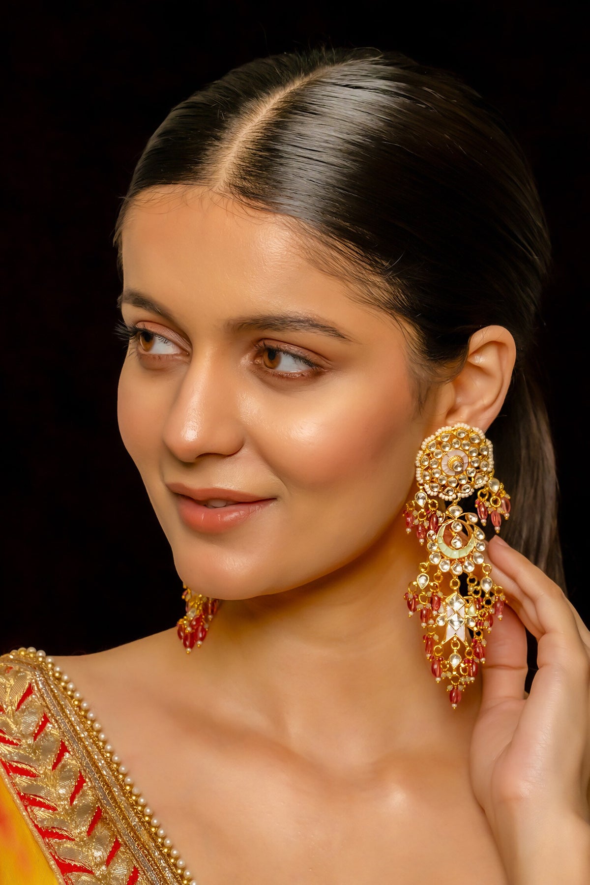 Noor Kundan Embellished Chandbali Danglers 