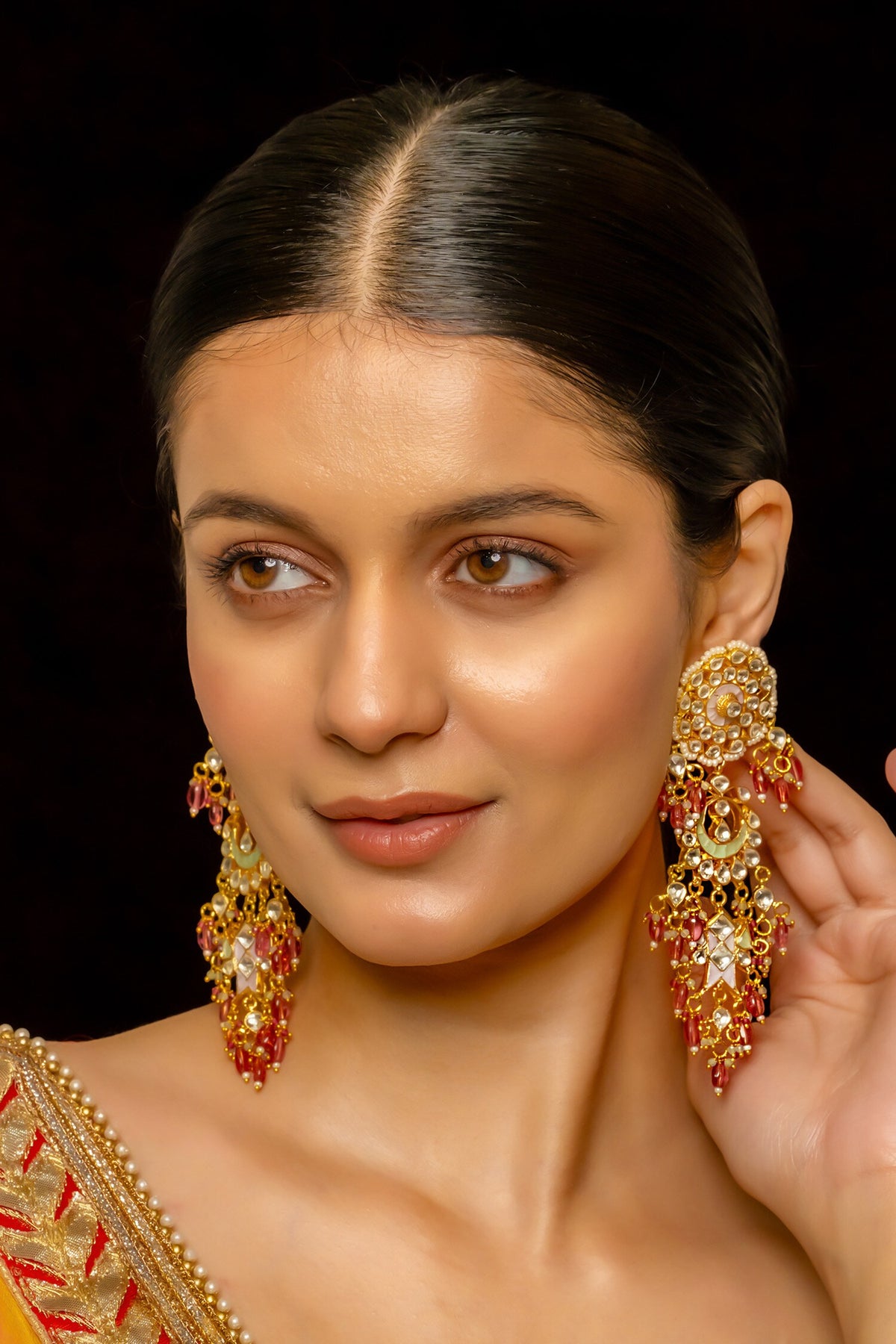 Noor Kundan Embellished Chandbali Danglers 