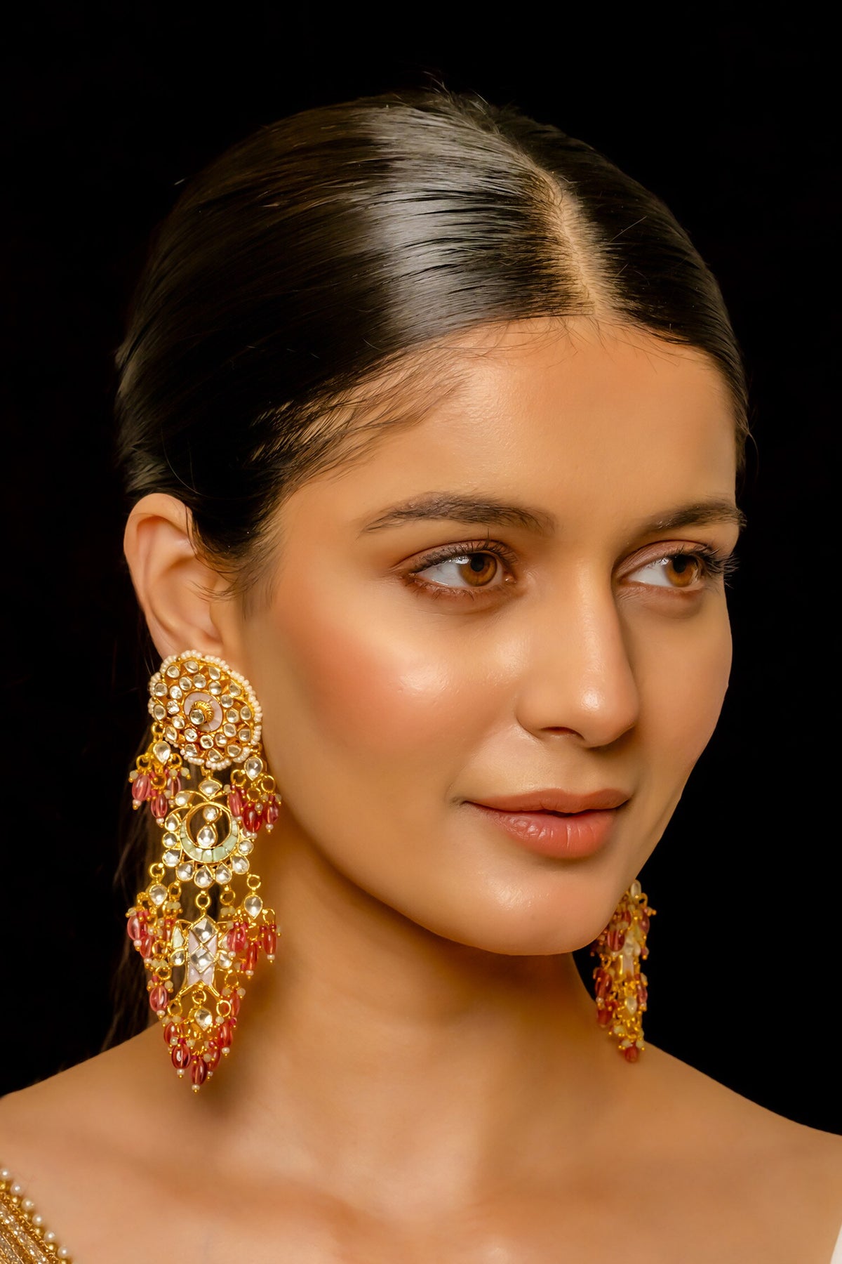Noor Kundan Embellished Chandbali Danglers 
