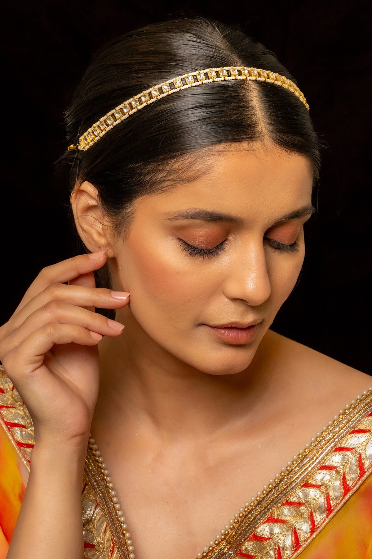 Quad Kundan Embellished Mathapatti 
