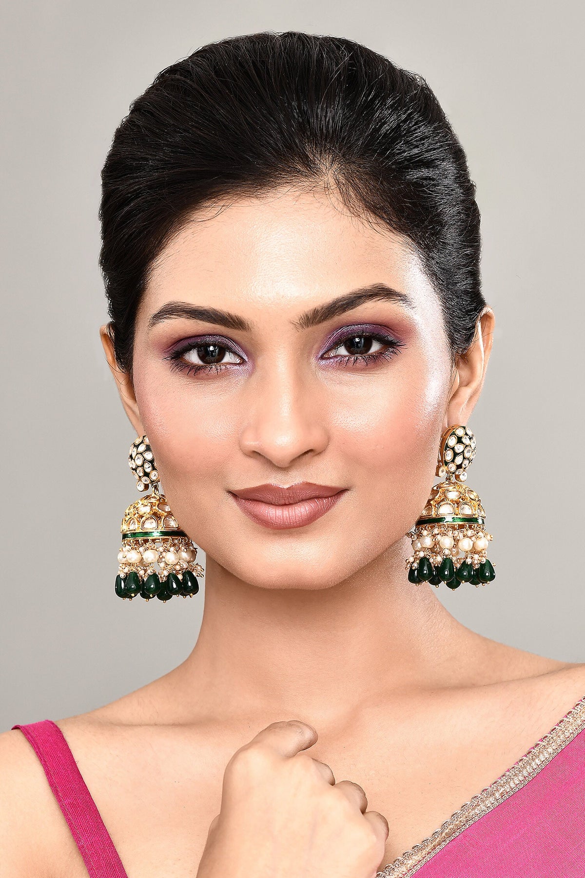 Phool Bagh Kundan Embellished Dome Jhumkas 