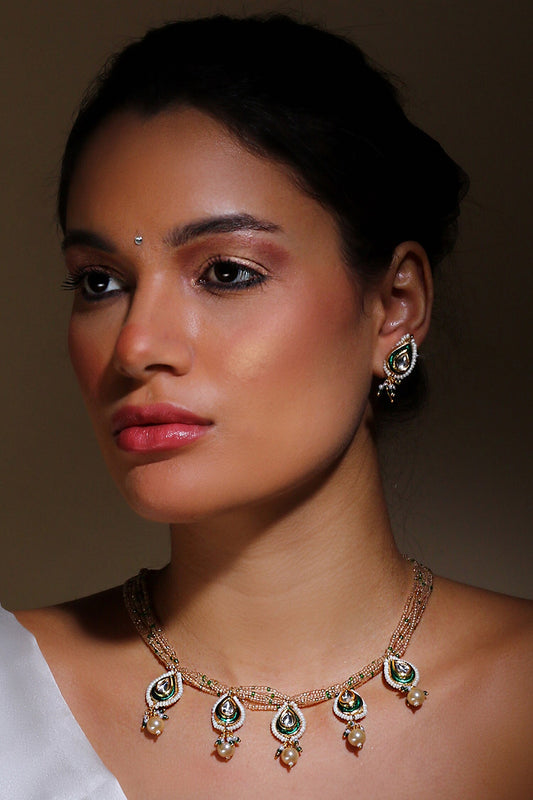 Handmade Kundan Drop Necklace 