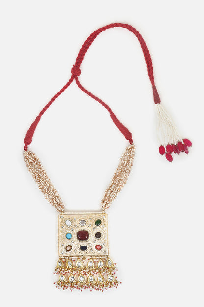 Natural Stone Embellished Pendant Necklace 